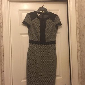 Black and white fitted midi dress!